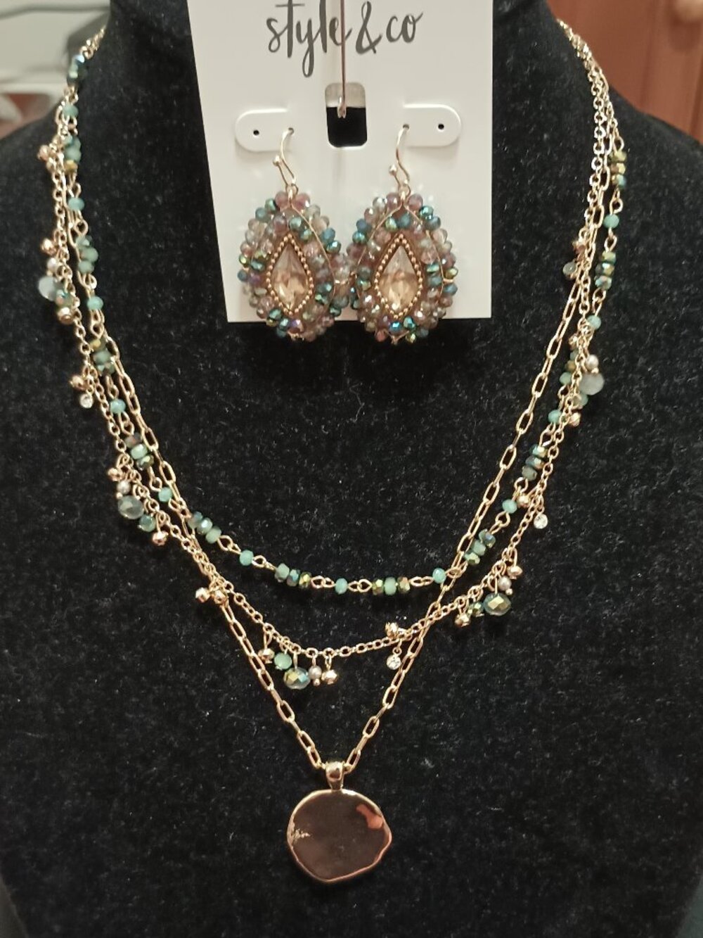 Style & Co Gold Necklace Set and Earrings (NWT)